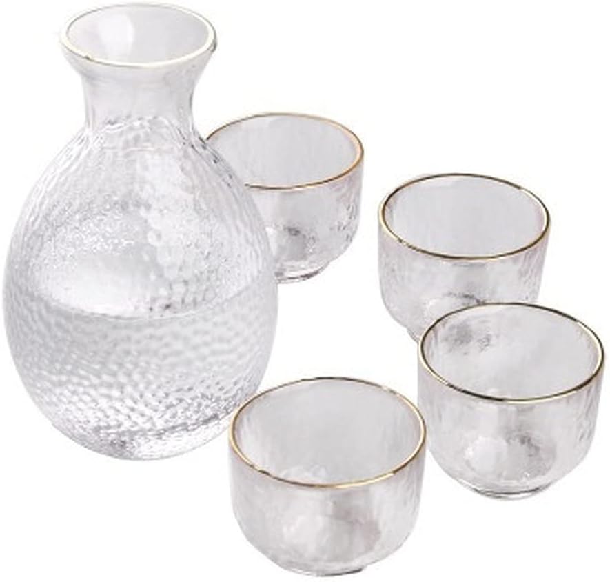 Japanese Style Glass Wine Set Sake Pot Creative Hammer Grain Heat Resistant Wine Pot