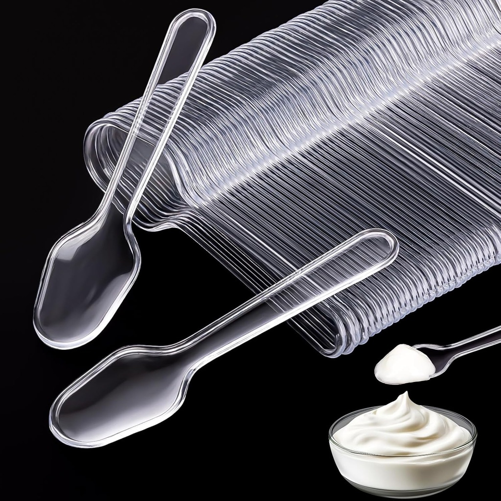 550 Pcs Tasting Spoons Disposable Mini，Small Sample Spoon Tasting Dessert Spoons for Cake, Yogurt, Jello, Jam and Pudding (Clear)