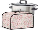 Pink Roses Slow Cooker Bag for Crock-Pot 6-8 Quart, Portable Travel Crock Pot Carrier, Easy to Clean Carrying Lid with Mesh Accessory Pocket