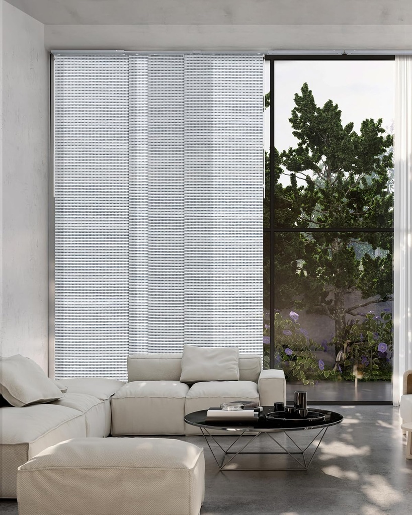 GoDear Design Adjustable Vertical Blinds for Sliding Glass Door 45.8"- 86" W x 96" H, Extendable Sliding Panel Track Blinds for Patio Closet, Trimmable Window Shades, Shinonome