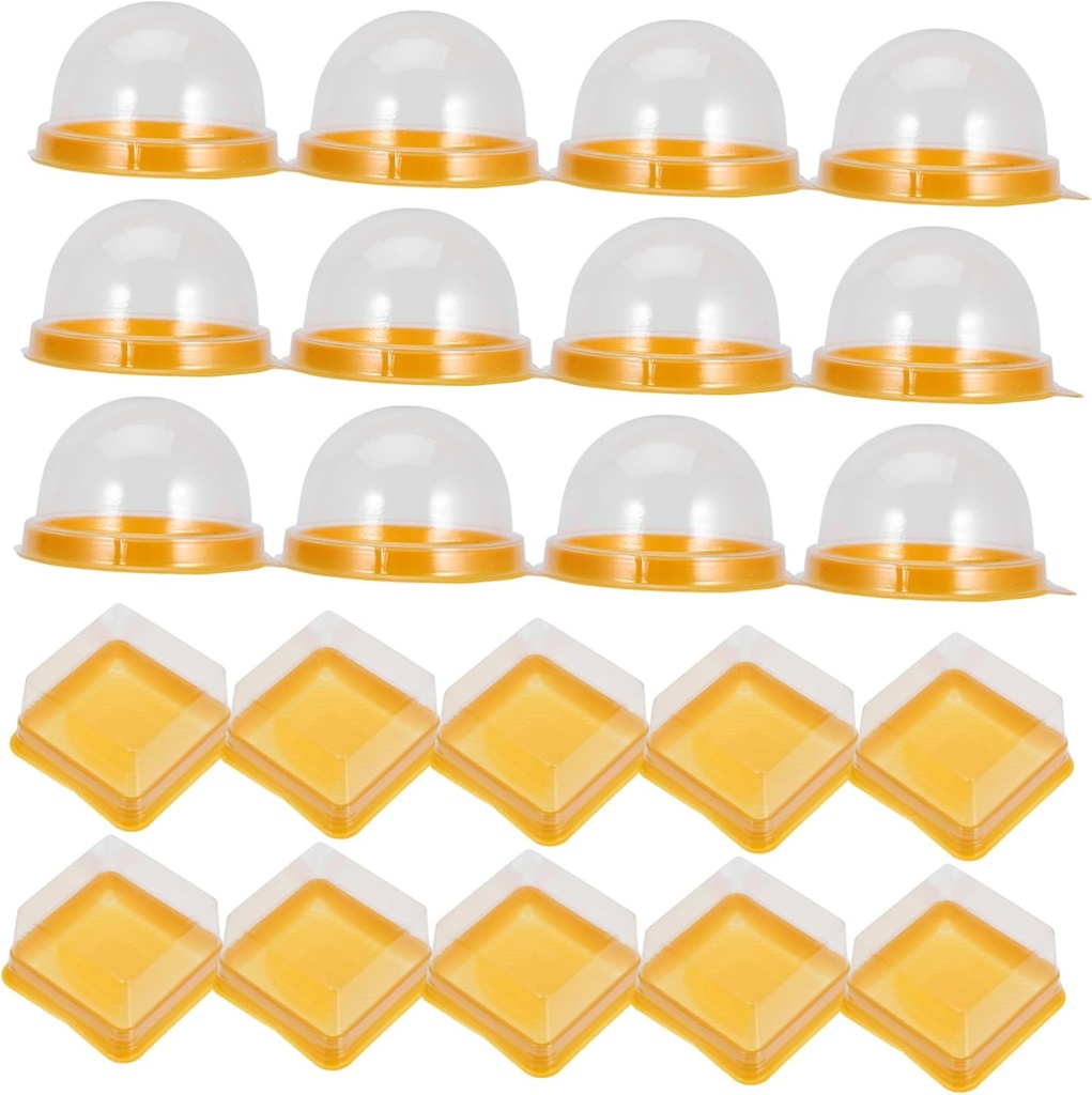 VALICLUD 100Pcs Mini Boxes Plastic Baking Containers for Moon Cakes Cupcakes Pastries Transparent Design for Parties Special Occasions