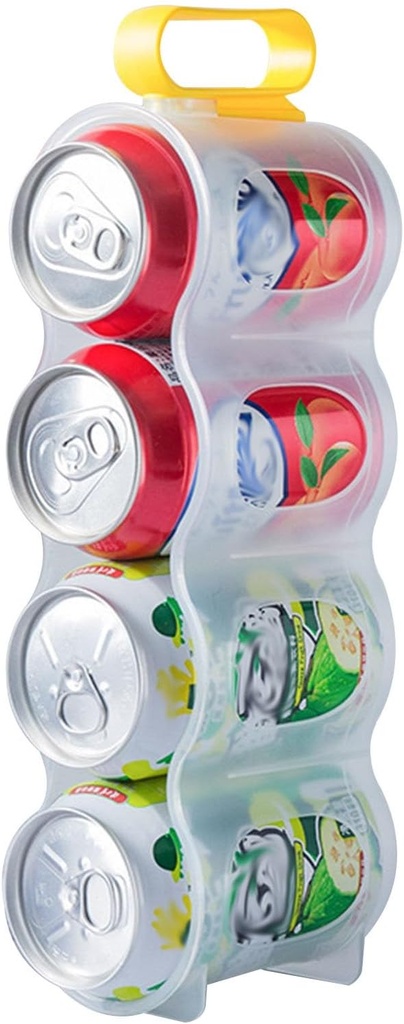 Can Organizer for Refrigerator, Stackable Can Rack Organizer Holds Up to 4 Cans, Kitchen Cabinet Can Storage Dispenser Rack (Color : Yellow)