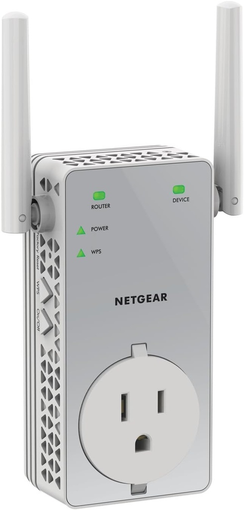 NETGEAR N750 Wi-Fi Range Extender + Extra Outlet (EX3800-100NAS)