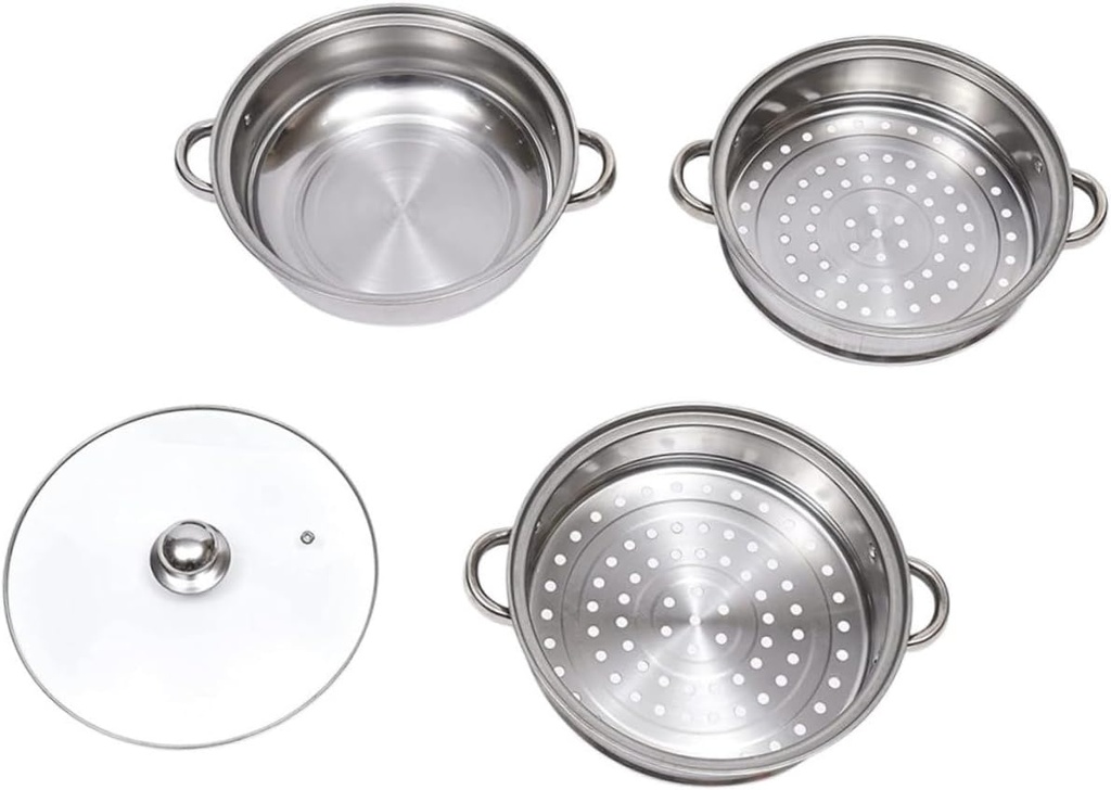 VALICLUD Steamer Pot with Scald Handles Multi Cooking Basket for Steaming Buns Vegetables Dumplings Household Steam Cooker