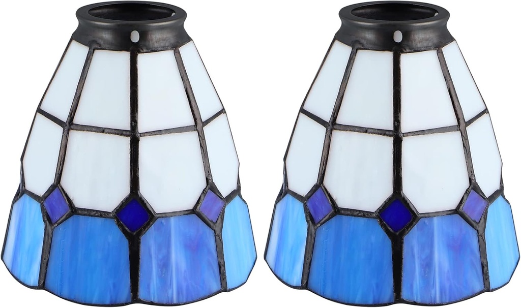 Skelang 2 Pcs Lip Glass Lamp Shade, Ceiling Fan Light Cover with Standard 2-1/4" Fitter, Light Fixture Replacement