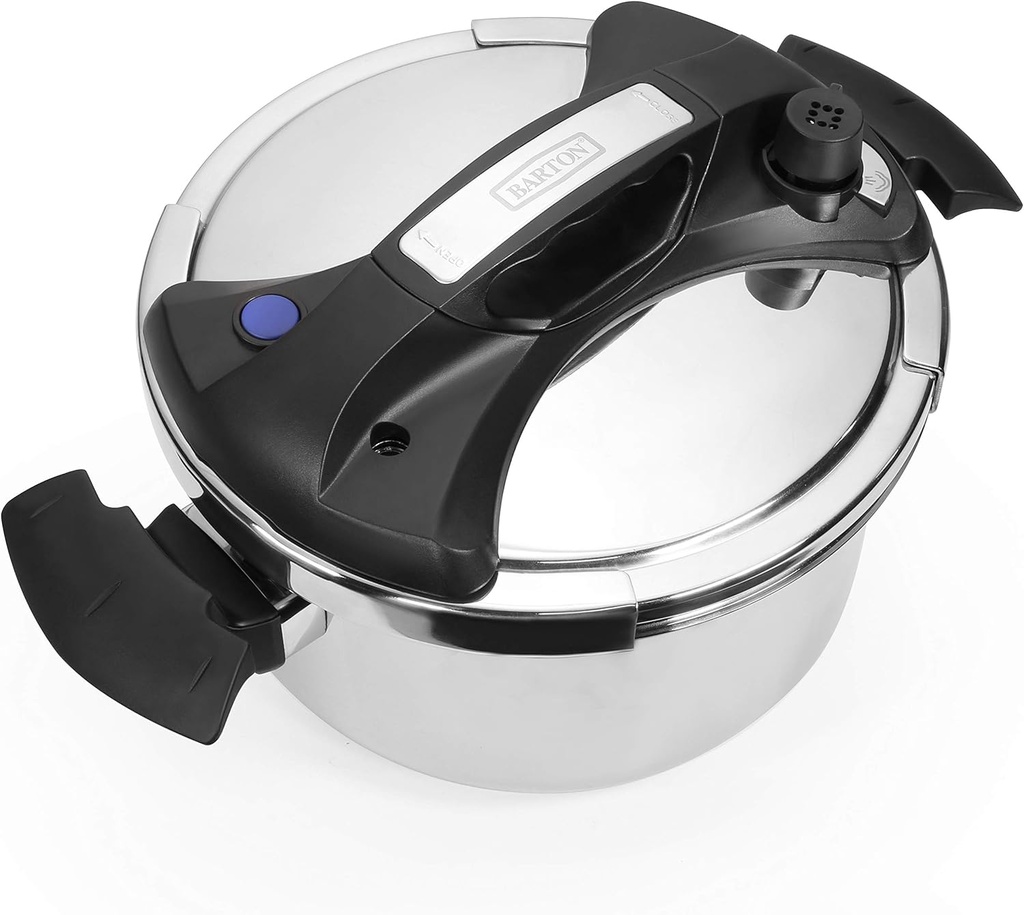 Barton Pressure Cooker Stovetop Turbo 8 Quart with Easy-Lock Lid 18/8-Stainless Steel 8QT, Recipe Book Fast Cooking Stove