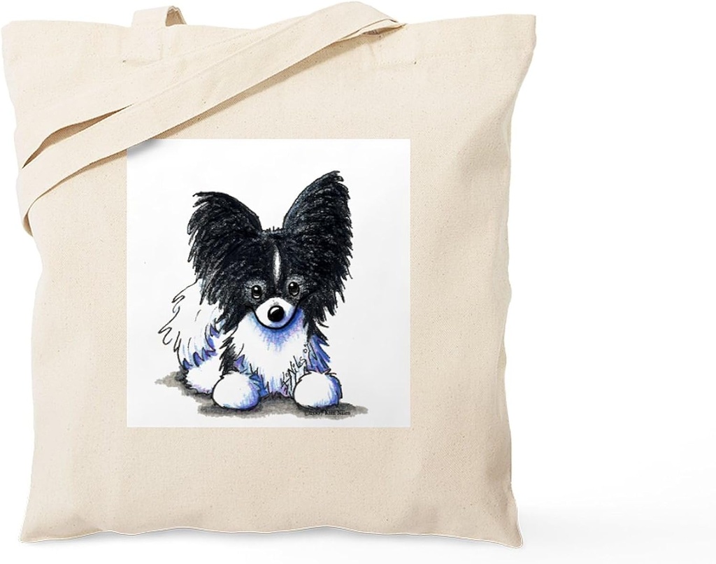 CafePress B/W Papillon Tote Bag Natural Canvas Tote Bag, Reusable Shopping Bag