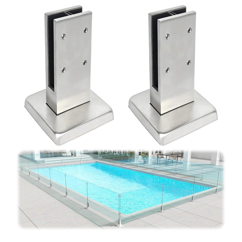 Double-Sided Glass Railing Spigot by LukLoy, Heavy Duty 4.3LB Wind-Resistant Glass Spigots SS304 Glass Railing System for Home Garden Stairs Balustrade Balcony (2 Pack, Brush Middle Spigot)