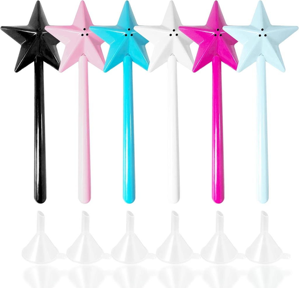 6Pcs Fairy Wand Salt Dispenser, Five Point Star Shaped, Three Hole, Suitable for Cooking, Baking, Parties, and Home Decor (6 Colors)