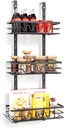 Over the Door Pantry Organizer, 3-Tier Heavy-Duty Metal Hanging Kitchen Spice Rack, Wall Mount-Door Organizer Narrow Pantry Door Organizers, Hanging Pantry Organizers for Home 3 layers