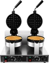 Double Head Waffle Maker Machine, 2400W Commercial Waffle Iron Maker, 201 Stainless Steel Non-Stick, Dual Rotating Plates, US Plug 110V