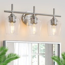 3-Light Bathroom Light Fixtures, Brushed Nickel Vanity Light, Bathroom Wall Lamp for Mirror Kitchen Bedroom Hallway Living Room Hallway