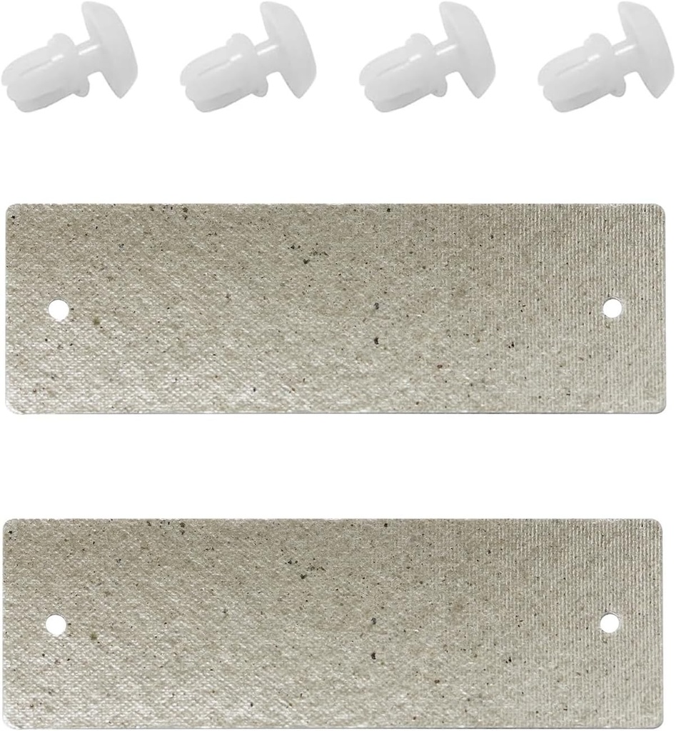 𝟐 𝐏𝐜𝐬 W10915651 W10120230 Microwave Waveguide Cover, 5-3/8 x 1-3/4 Inches | Silicone Bonded mica waveguide Cover | Fits Whirlpool Built-in microwaves, with 4 Pack Microwave Locking Button Rivet