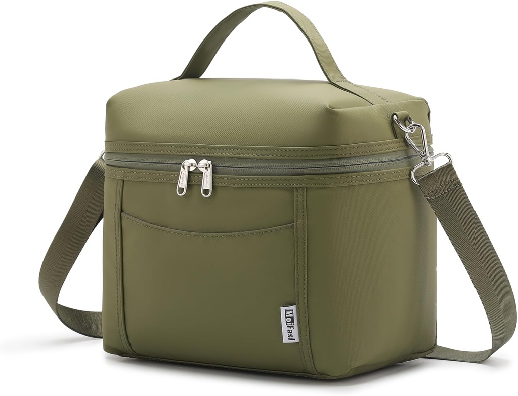 Insulated Lunch Bag for Men Women Leakproof Lunch Cooler Bag Adult Portable Lunch Box Bag with Adjustable Strap Lunch Box for Office Picnic Army Green