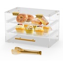 Bakery Display Case Countertop, Pastry Display Case with Serving Tong Commercial Clear Acrylic Bread Box Storage Case with Front Door for Cookie Food Donut Deseert Cupcake Bagels Cake