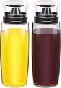 Oil and Vinegar Dispenser 2 Pack, Olive Oil and Vinegar Cruet Dispenser Bottle,Wide Opening(Easy Refilling) with lids, Sealed leakproof, Glass Oil Bottle for Kitchen Cooking, 9.5oz/280ml