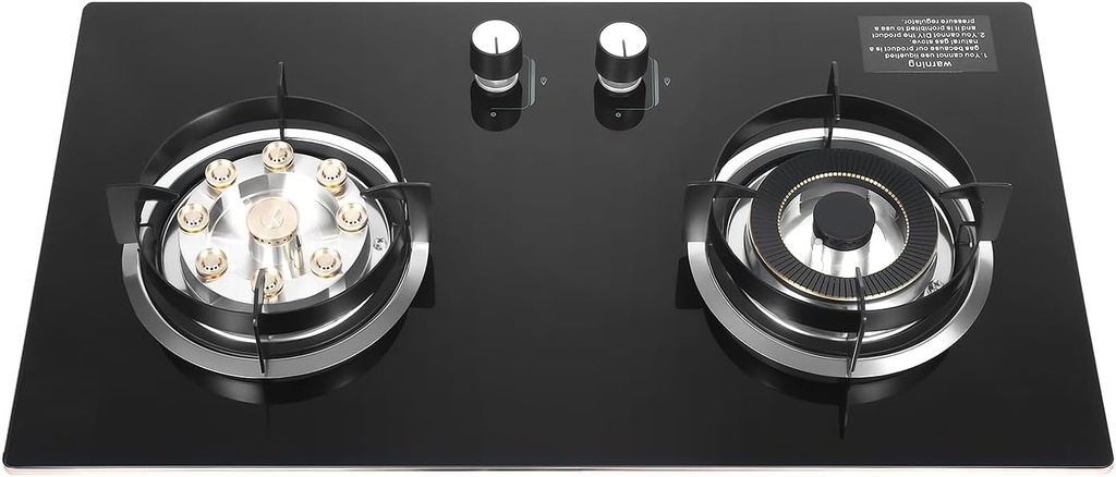 High-Pressure Double Natural Gas Burner, Flameout & Anti-Backfire Protection, Countertop/Embedded, High Combustion Power