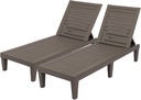 VINGLI Outdoor Chaise Lounge Chair Set of 2, Waterproof Outdoor Lounge Chair with 5-Level Adjustable Backrest, Patio Chaise Lounges for Garden, Pool, Beach Patio Deck Sunbathing (Light Taupe, 2 PCS)