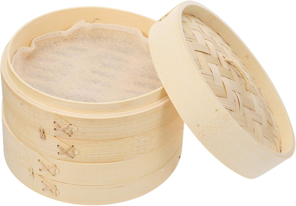 3pcs Chinese Bamboo Food Steamer Steamer Pot Lid for Steam Basket Easy to Clean