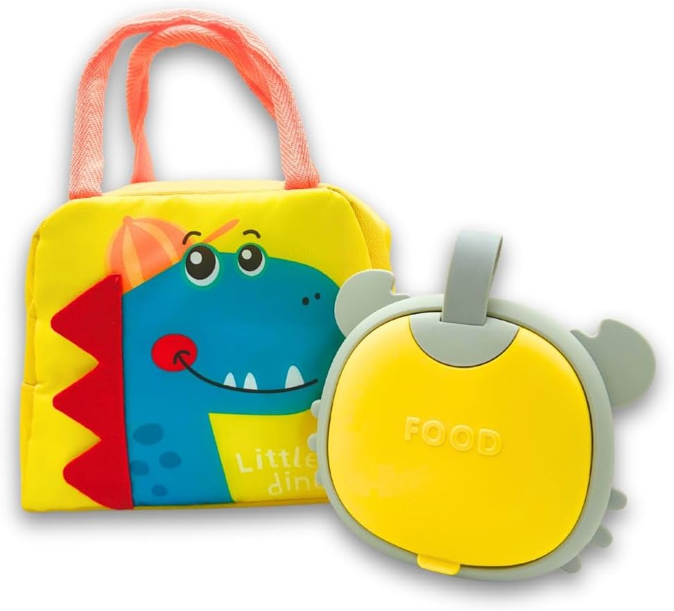 Kids Lunch Box Set – Insulated Dinosaur Lunch Bag & Toddler Bento Box – Leakproof, Stackable, Microwave & Dishwasher Safe – Kids Lunchbox for School, Travel & Daycare – Loncheras Para Niños (Dinosaur)