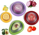 Avocado Saver Onion Storage 4Pcs,Reusable Silicone Fruit Vegetable Containers For Fridge,Anti-oxidation Fresh Stretch Pod Food Box Set for Lemons Tomato Garlic Potatoes Apples,Dishwasher Safe