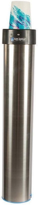 San Jamar Surface Mount Cup Dispenser Horizontal for Restaurants, Dining Halls, and Fast Food, Stainless Steel, 23.75 Inches, Silver