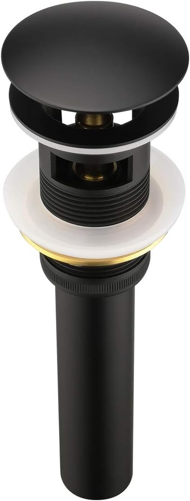 Purelux Pop Up Drain Stopper with Overflow for Bathroom Faucet Vessel or Vanity Sink, Matte Black Finish