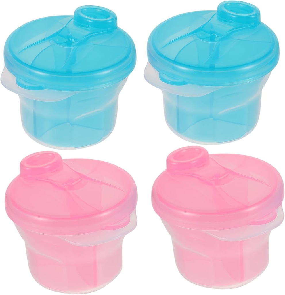 BESPORTBLE 4pcs Rotating Food Containers with Three Compartments Portable Snack Storage Box for Milk Powder and Treats for and Organization