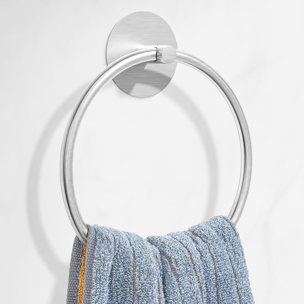 Nickel Brushed Bathroom Towel Ring - SUS304 Stainless Steel Bathroom Towel Rack, Susswiff Adhesive Wall Mounted Hand Towels Holder, Towel Hanger for Bathroom Organizer, Kitchen Storage