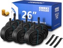 Corki Cycles Mountain Bike Tubes 26" x 1.75 1.95 2.0 2.1 2.125 2.25 2.3 2.4 (Schrader Valve 32mm/ Presta Valve 48mm) 6 Pack