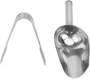 Zerodeko 2Pcs Stainless Steel Ice Scoop and Food Tongs Kitchen Utility for Bbq Buffet Wedding and Parties Rustproof and Ice Scoops