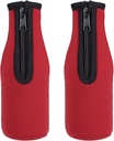 MECCANIXITY Beer Bottle Sleeves Cooler Insulator Collapsible Neoprene Covers with Zipper for 330ml to 350ml, Red Pack of 2