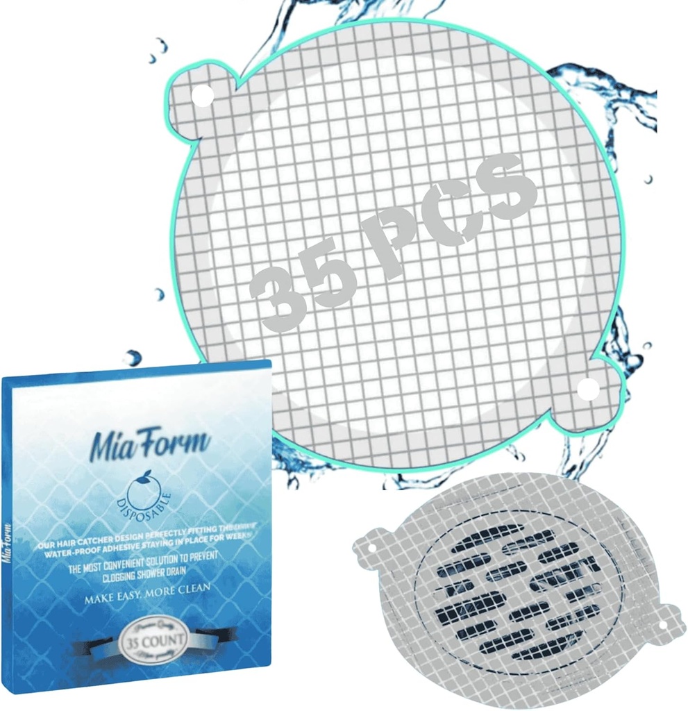 Hair Catcher Shower Drain Disposable Mesh Stickers, 35 Pack