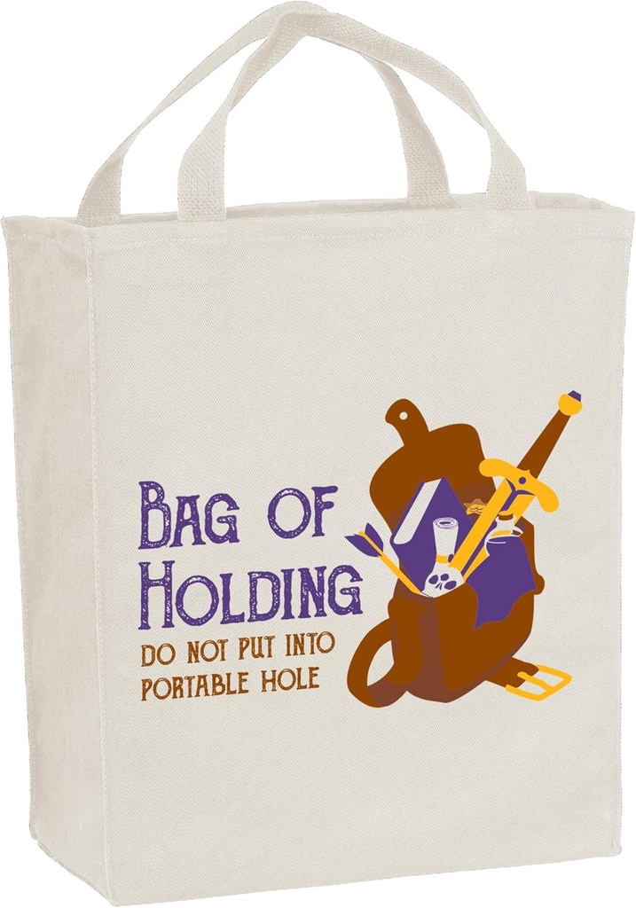 UGP Campus Apparel Bag of Holding - Tabletop Game RPG Nerd Geek Chic Canvas Reusable Grocery Tote Bag - Natural