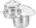 PRETYZOOM 3-Tier Stainless Steel Steamer Pot Set Sturdy Thick Cooking Steamer for Vegetables Seafood and Meats for Home Cooking and Meal Prep