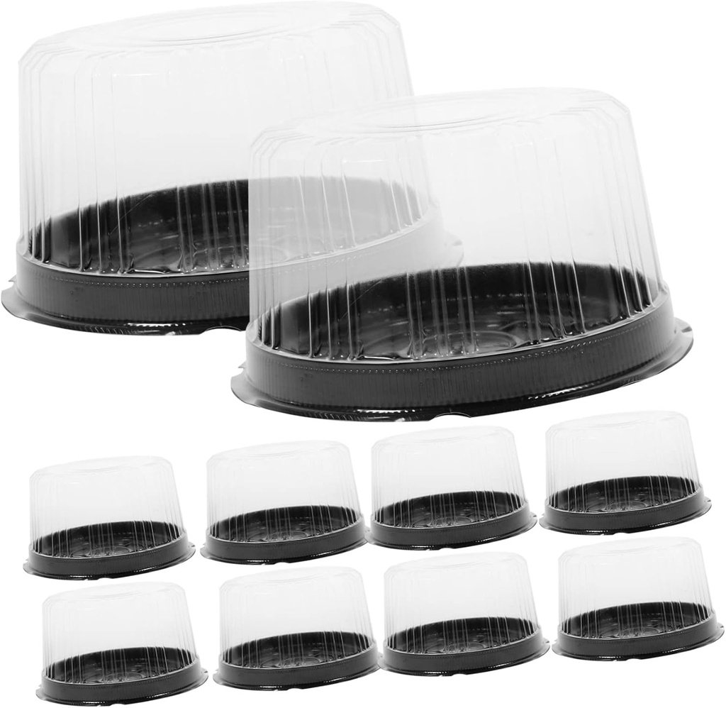 Garneck 10Pcs Clear Pet Cake Boxes with Lids Thick Plastic Cake Containers for Bakery Party Packaging Protective Food Storage