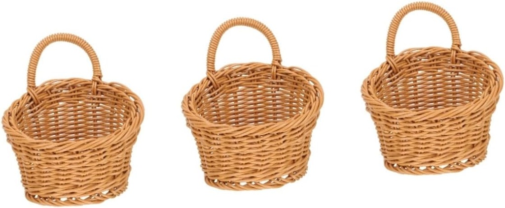 3pcs Seagrass Basket Wall Decor Rattan Storage Basket Long Hanging Fruit Vegetable Storage Modern Kitchen Decor for Housewarming Christmas