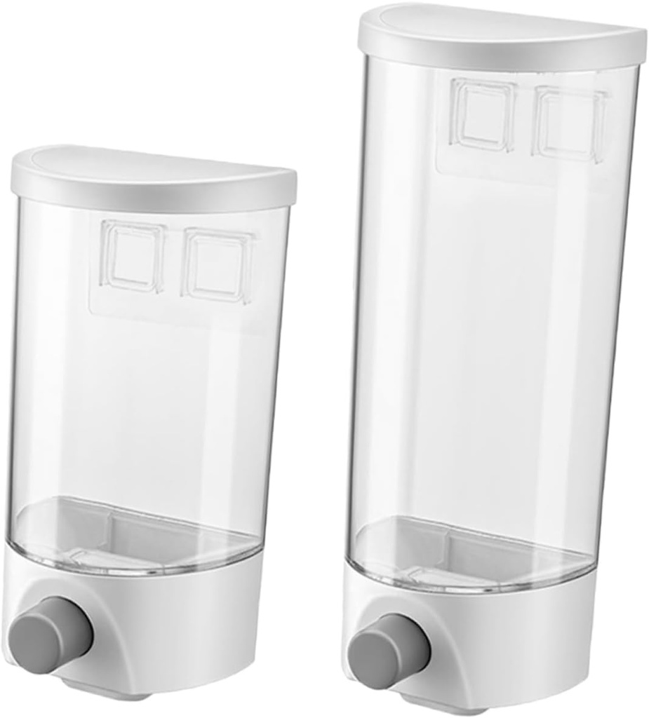 2Pcs Wall Mounted Cereal Storage Container - Airtight Food Dispenser for Kitchen, Multi-functional Rice and Beans Holder - 1L & 1.5L Sizes