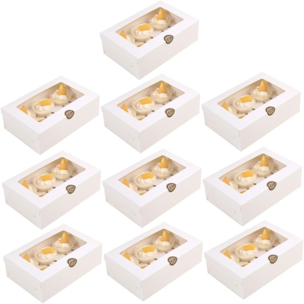 10pcs White Cardboard Cupcake Boxes Inserts for Muffins and Cookies Cavity Dessert Holders for Parties and Home Baking