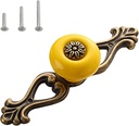 HUAMULAN 10 Pack Knobs Vintage Dresser Kitchen Cabinet Pulls Zinc Alloy Base Backplate Cupboard Wardrobe Drawer Door Handles