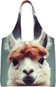 Cute Alpaca Canvas Tote Bag Reusable Grocery Bags Shopping Bags Large Canvas Bags with Handles