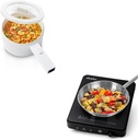 oalyks Hot Pot Electric, 1.5L Ceramic Glaze Non-stick Mini Electric Pot & Portable Induction Cooktop, Countertop Burner Hot Plate 1500W With Sensor Touch