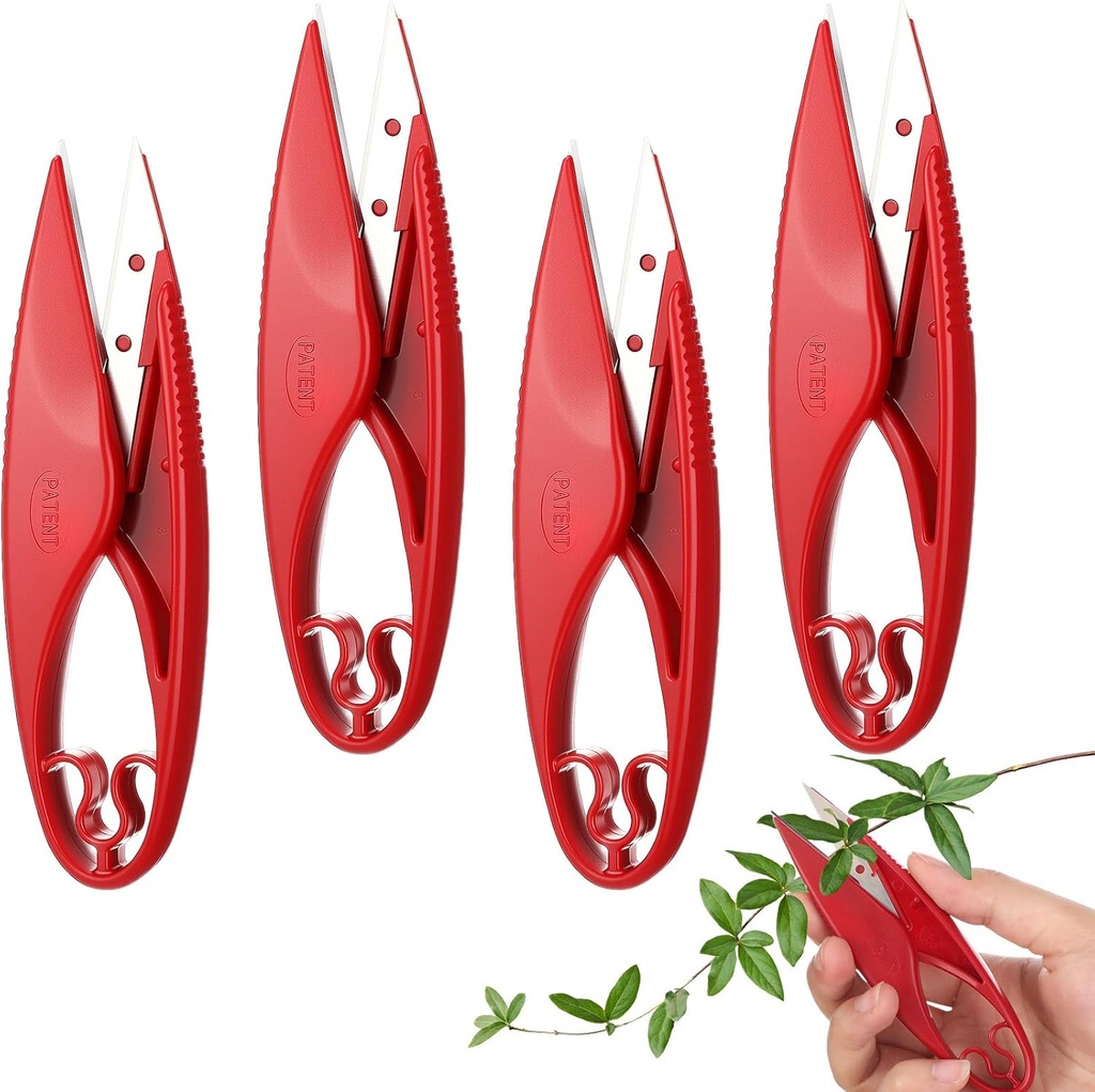 Lothee 4 Pack 4.3 Inches Bonsai Scissors Small Herb Garden Pruning Shears Stainless Steel Blade Handheld Snips with Replacement Blade Grip Handle for Flower Bud Plants Embroidery Knitting DIY Crafts