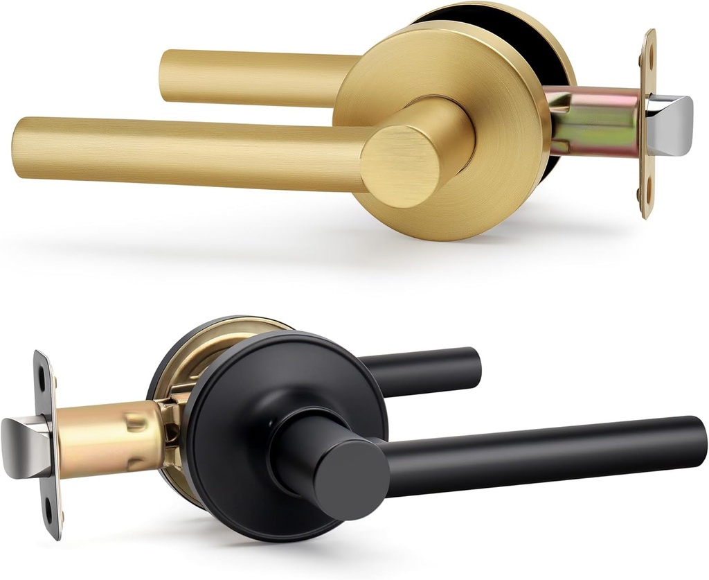 Round Style Without Lock and Key, Passage Reversible Door Lever for Left/RightHallway or Closet Door