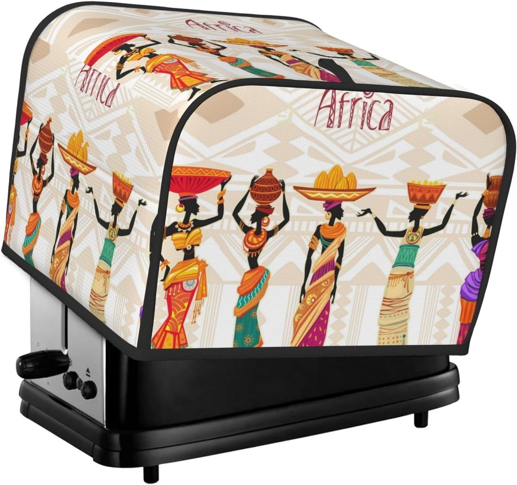 Oven Cover Kitchen Bread Machine Protector,4 Slice Toaster Cover For Home,Fingerprint Coaster Cover,Kitchen Small Appliance,Black African Woman