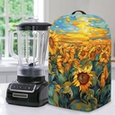 Yellow Sunflower Blender Cover Dust Cover Lightweight Food Processor Cover with Top Handle Small Kitchen Accessory Covers Anti Fingerprint Coffee Maker Cover Kitchen Decoration