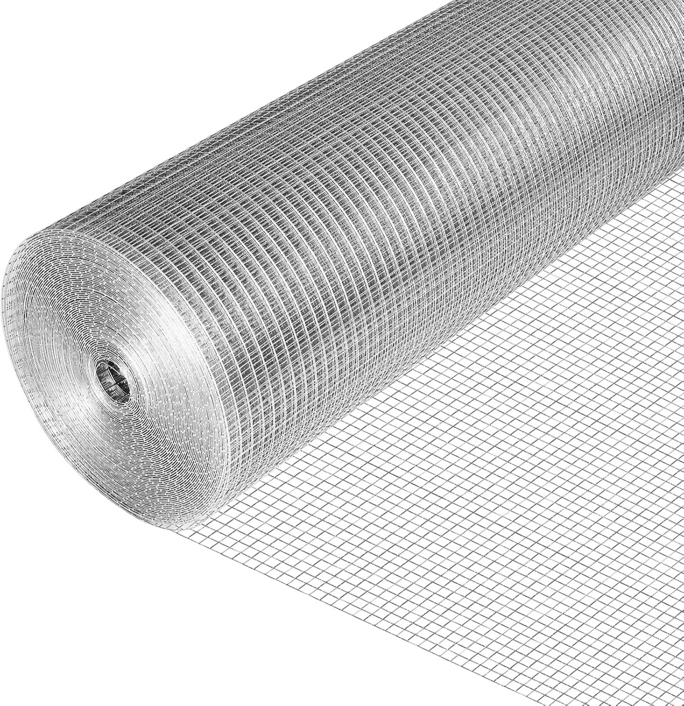 36in x 100ft Hardware Cloth 1/2 inch 19Ga Hot Dipped Galvanized After Welding, Chicken Coop Wire Fence, Garden Plant Welded Metal Wire Fencing Roll Mesh, Poultry Animal Netting Cage Screen