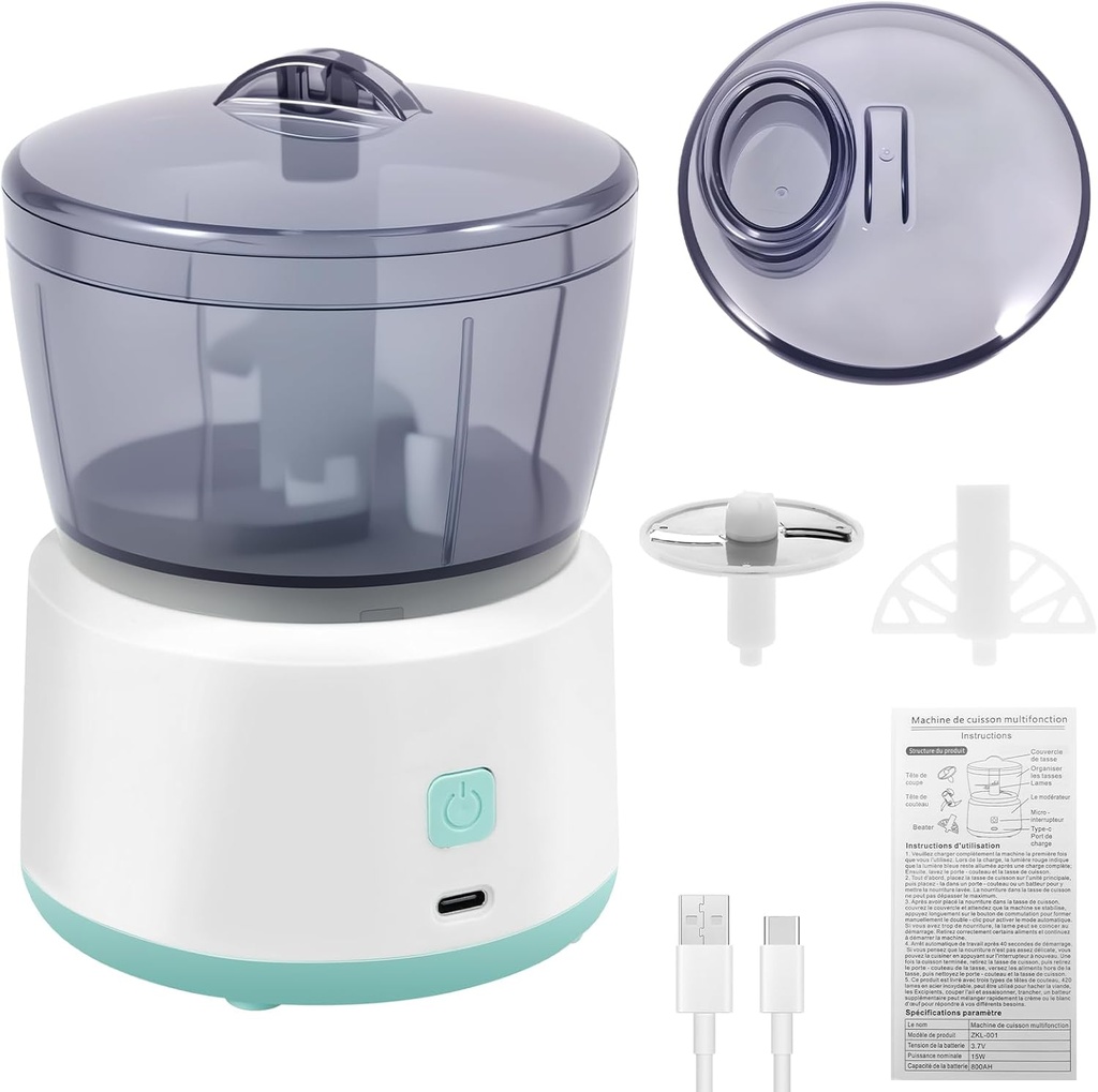 Electric Garlic Chopper, Compact Mini Veggie Chopper, 800mAh Rechargeable Mini Electric Food Processor, 15 W Efficient Electric Garlic Grinder Removable Electric Garlic Masher for Home