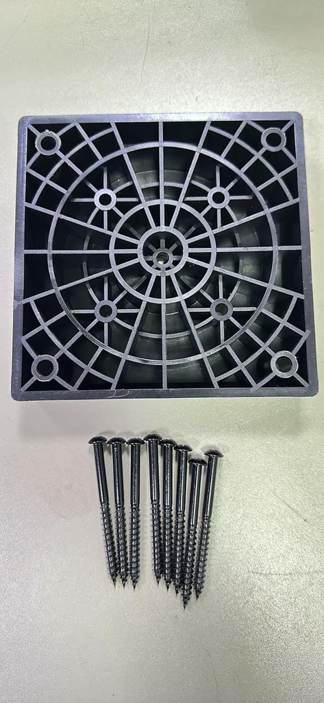 Myard 4x4 (Actual 3.5x3.5) Inches Nylon PA6 Post Base Cover Skirt Flange with Screws for Deck Porch Handrail Railing Support Trim Anchor (Qty 1, Black) PBB44-PA