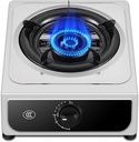 Single-burner Gas Stove,Stainless Steel Tabletop Stove,NG/LPG Applicable 5.2kw,No Black Pot for Home Party Picnic(NG)